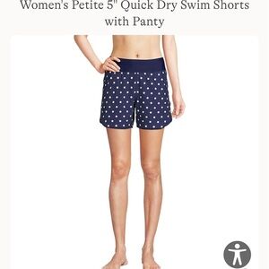 Land’s End Women’s Deep Sea Polka Dot 5” Quick Dry Swim Short w/ Panty - Size 8